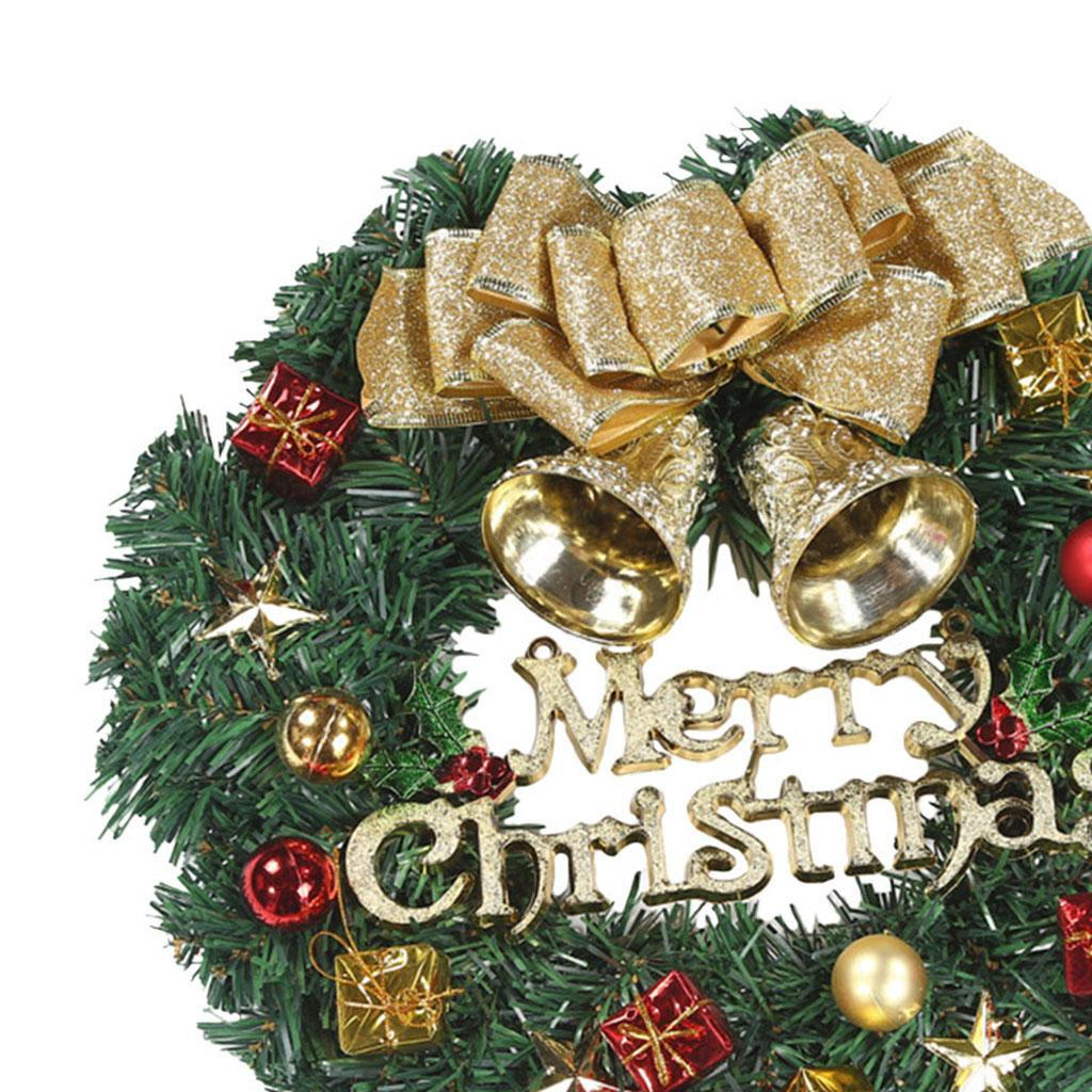 12 Inch Artificial Front Door Hanging Garland Hoop Flower Pendant Ornament for Christmas Party Decor