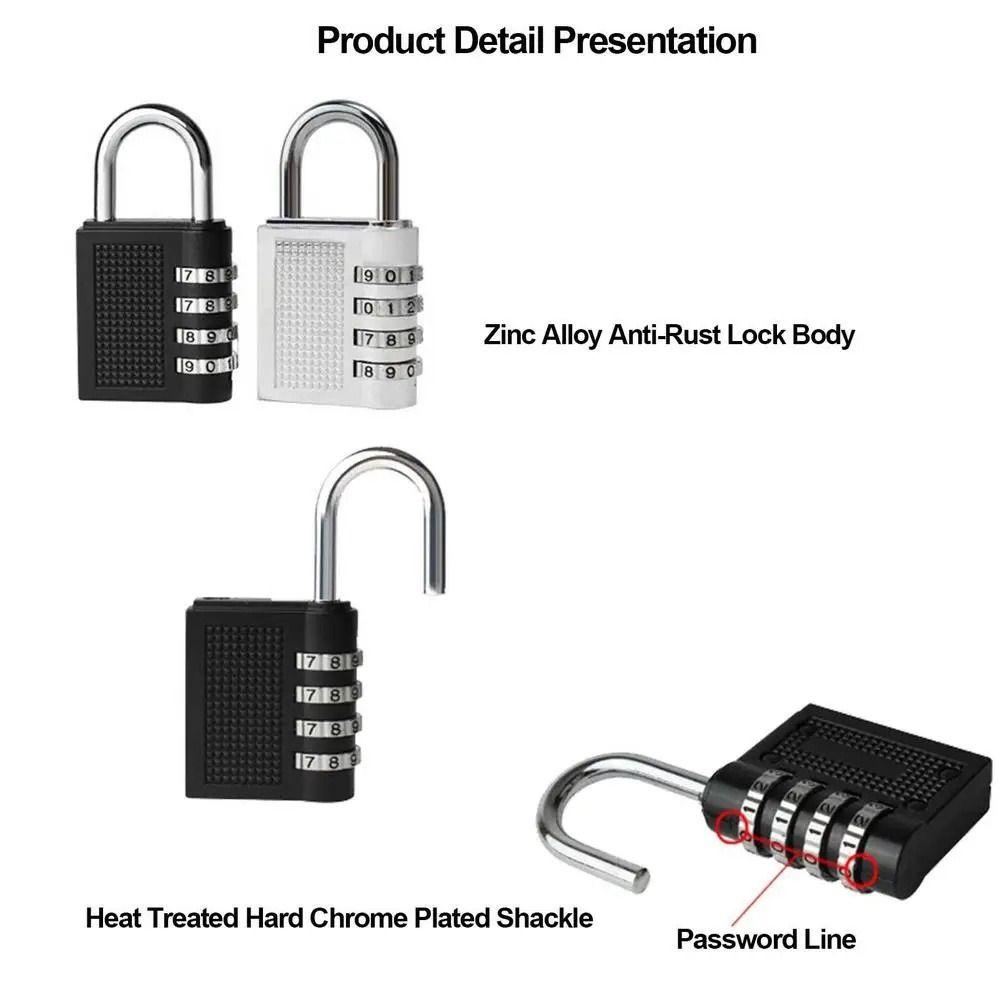 Changeabl Combination Padlock 4 Digits Code Padlock Portable Password Lock  Cabinet Locker