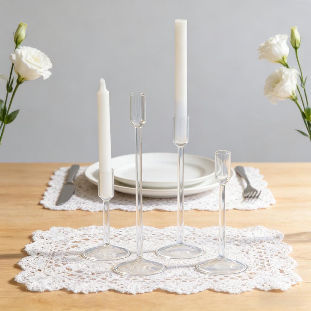 Nordic Minimalism Clear Glass Candle Holder Table Decor Party Supplies Tabletop Candle Holders Candlelight Dinner Props