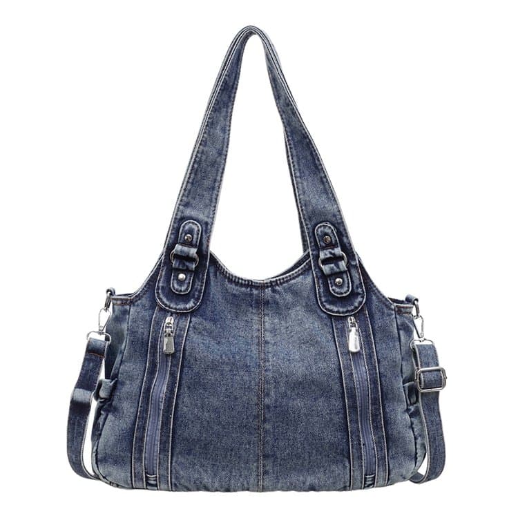 Vintage multi-zipper denim bag women's shoulder messenger bag