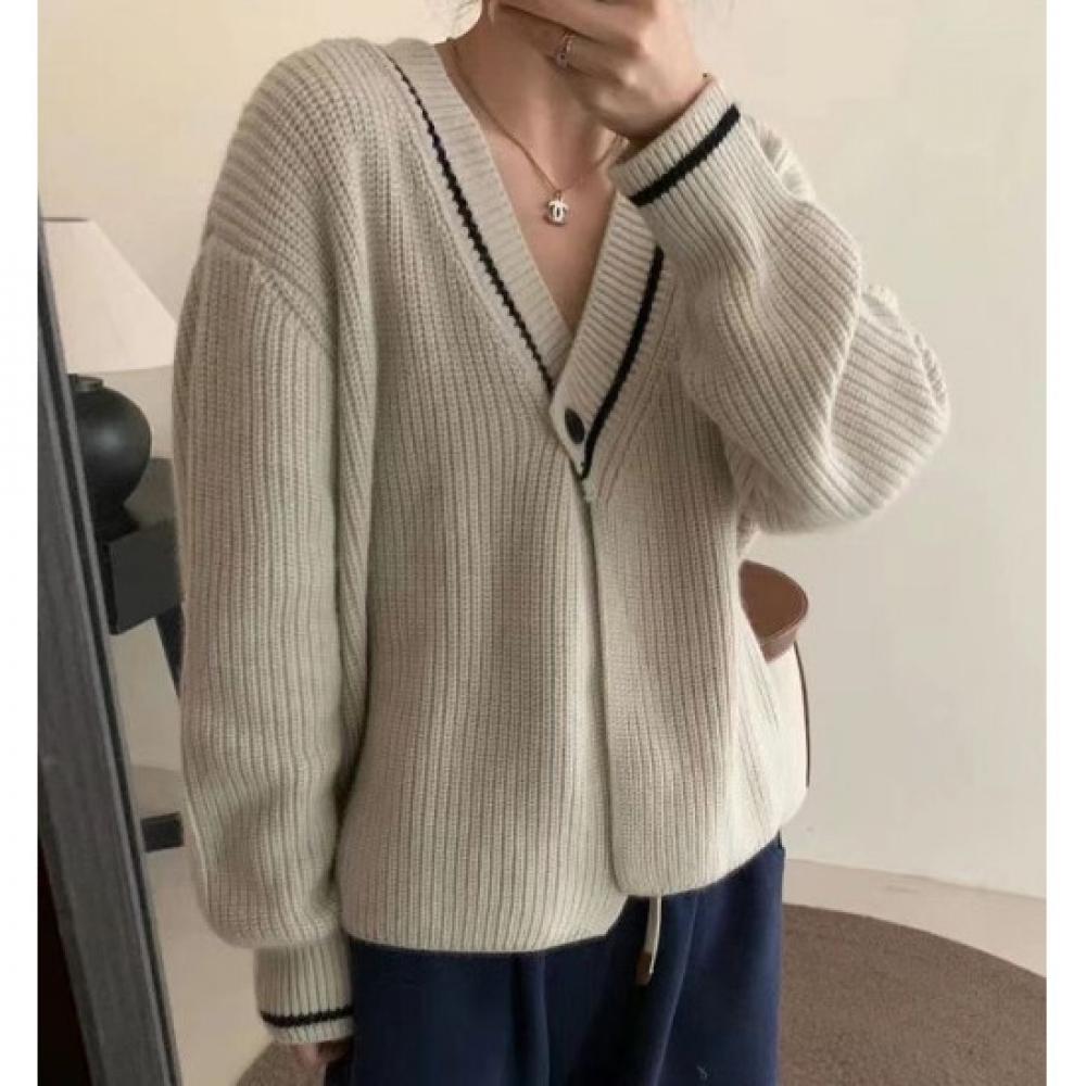 Rellawear V Neck One Button Cardigan 3 Colors Rlw240892
