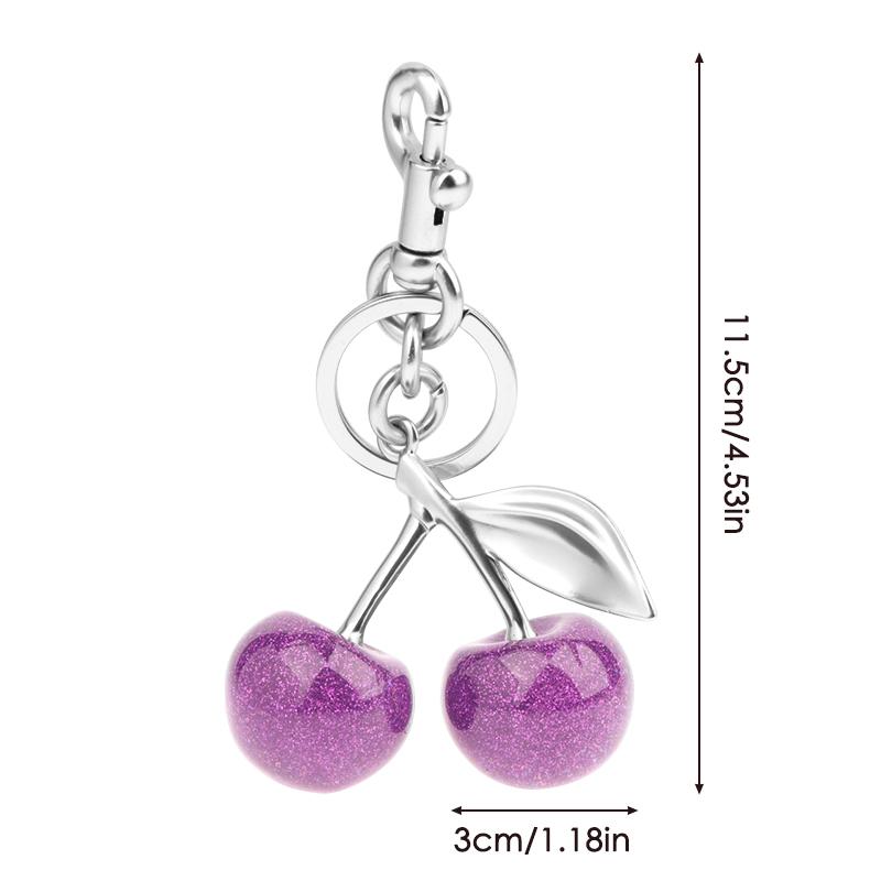 Cherry Keychain Elegant Exquisite Fruit Cherries Keyring Women Bag Pendant Handbag Hanging Charms Car Key Holder