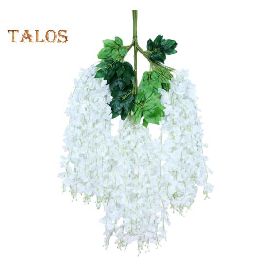 

12 шт. искусственных цветов глицинии, устойчивых к ультрафиолетовому излучению, искусственные цветы глицинии, подвесные искусственные цветы, виноградная лоза для патио, вечеринки, украшения для дома и интерьера белый
