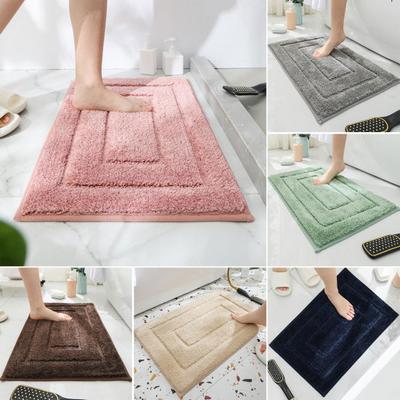 Tapete de banheiro macio e grosso, absorvente de água, antiderrapante, lavável à máquina, pelúcia