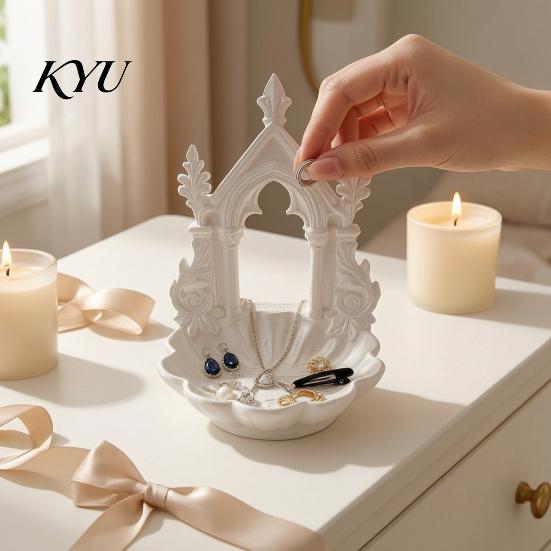 Lolita Room Accessories 3D Printed Gothic Arch Jewelry Tray, Medieval Church Style Trinket Decorative Storage Dish Dish, Vintage Tray for Rings