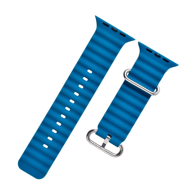 Ocean-Style Silicone Watch Band for Apple Watch: Waterproof with Double Buckle