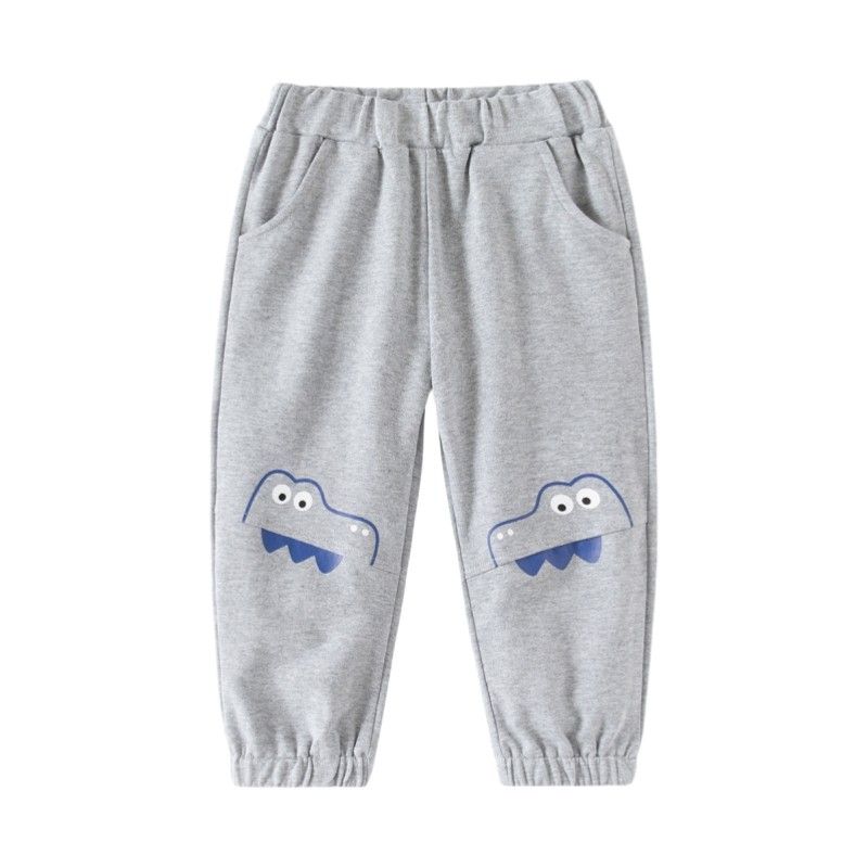Boys' Sports Pants, Long Pants, Spring and Autumn Children's Clothing, Toddler Patchwork Dinosaur Mid-Waist Pants, Children's Casual Sweatpants