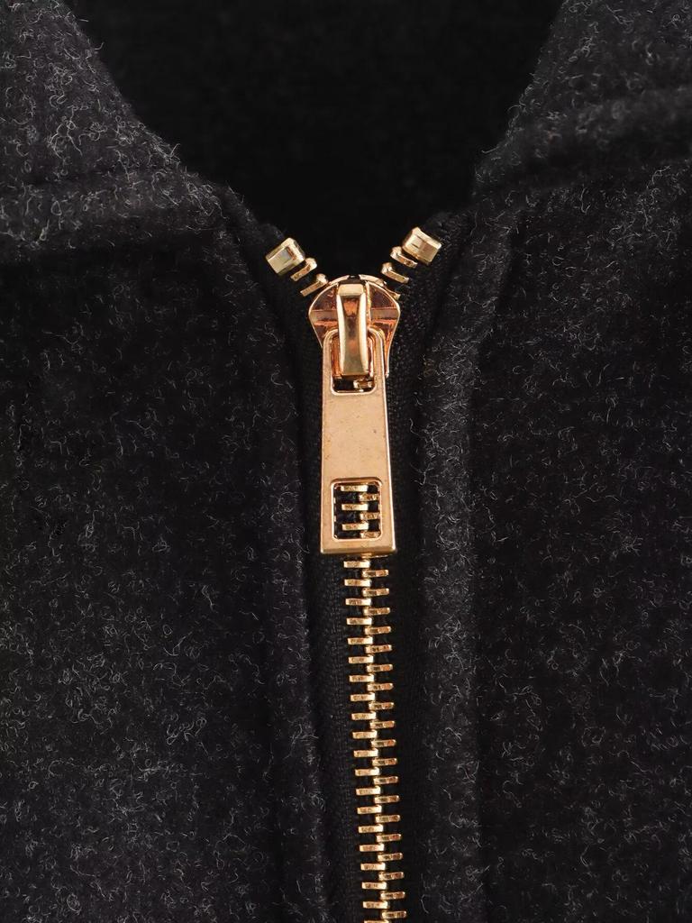 Autumn 2024 Women's European & American Style Tweed Zipper Pocket Jacket