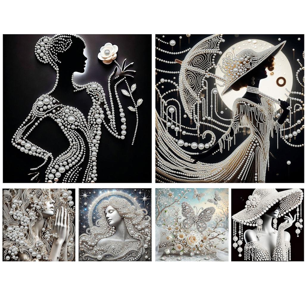 DIY Ladies Pearl Painting Art Kits with Frame 30x30cm Diamond Dots Paintings Picture Arts Craft for Adults Beginners Home Decor