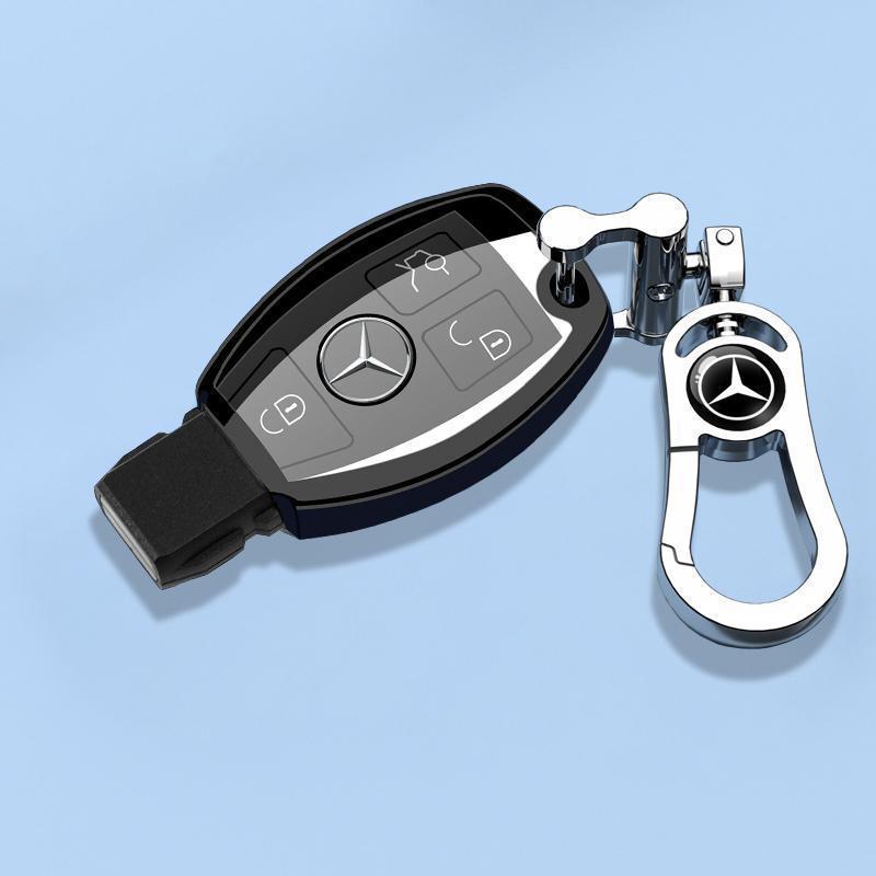 Mercedes-Benz GLA230 Key Case (2015-2019) Full Coverage Blue Protective Shell with Chain