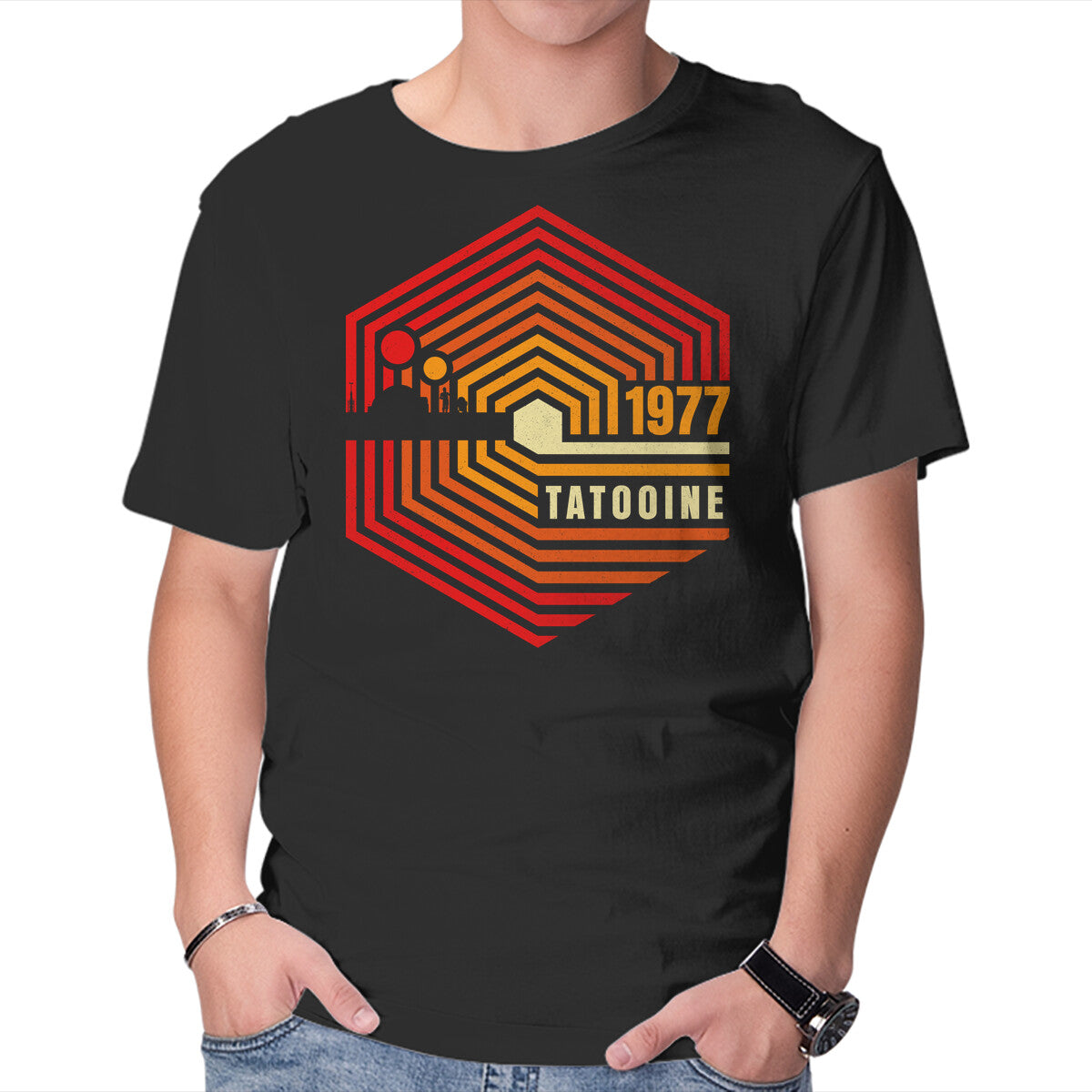 Unisex Crew Neck T-Shirt Retro Tatooine Graphic Short Sleeve Casual Tee XL