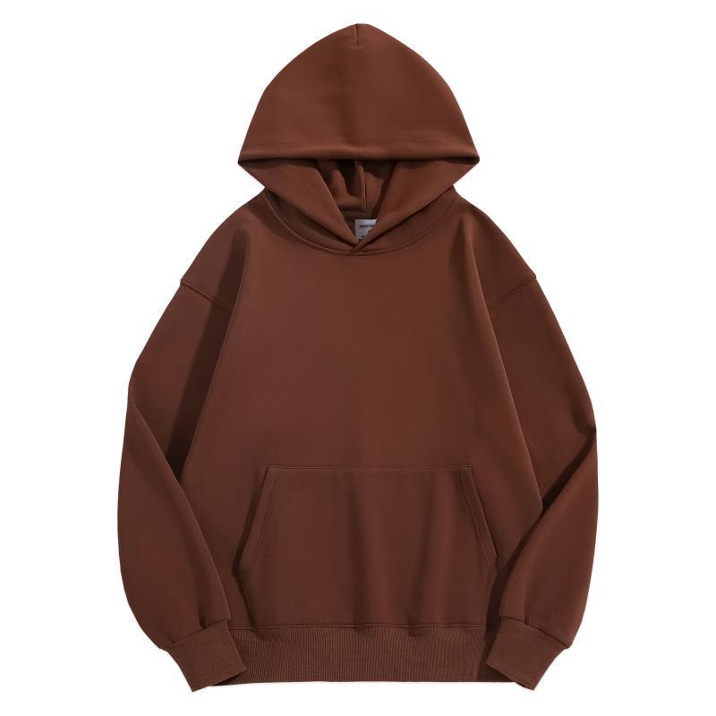 Men's Heavyweight Velvet Crewneck Sweatshirt - Thick Lambswool-Style, Loose Fit, Solid Color, Unisex, 500g.