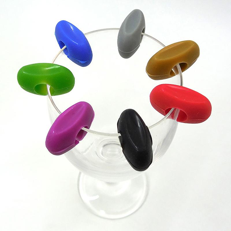 Silicone Wine Glass Marker Drink Bottle Cup Goblet Label Reusable Mug Marking Tag Recognizer Identification Color Random