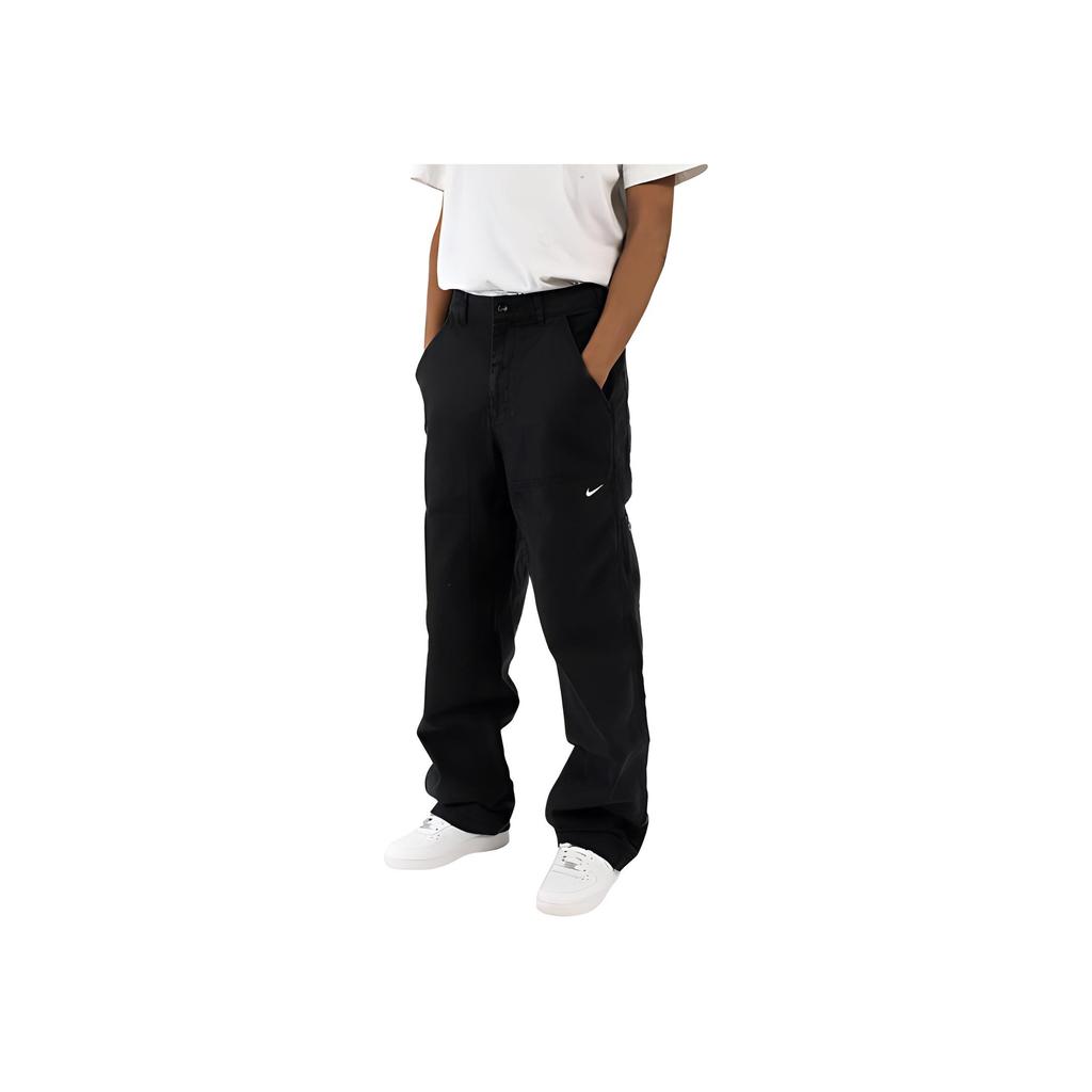 Nike Logo Embroidered Solid Color Mid-Rise Zipper Fit Cargo Pants Unisex Cargo Pants Black DQ5179-010