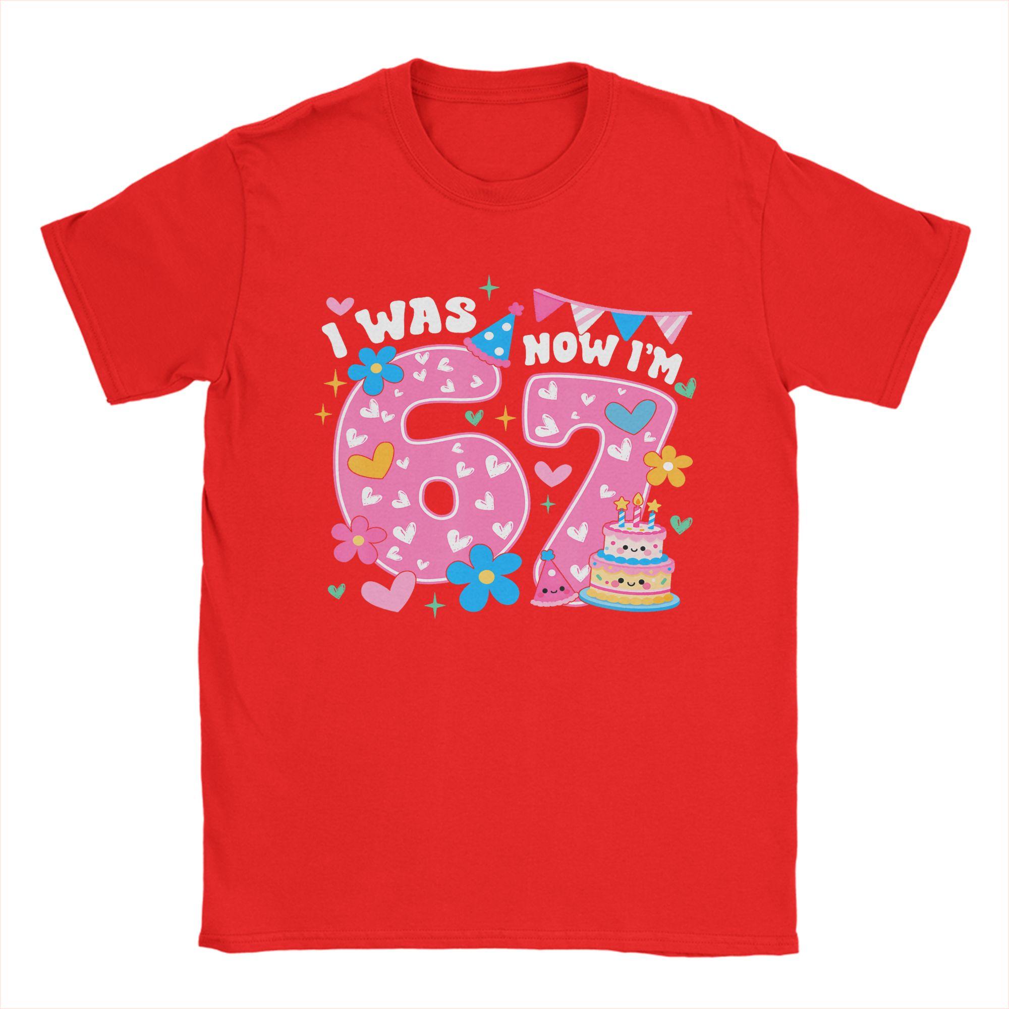 

I was 6 Now Im 7 Six Seven Birthday TShirt Summer Cotton T Shirts For Unisex Fashion Design Tee Shirt Short Sleeves Y2K Clothing S
