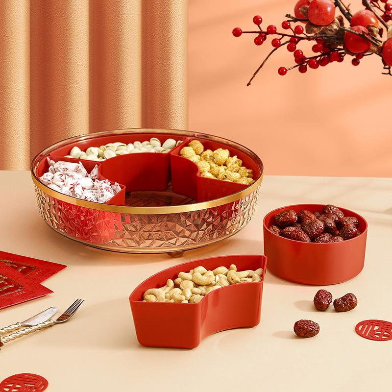 Chinese New Year Fruit Plate Living Room Coffee Table Household Light Luxury High-End Candy Snacks Melon Seeds Dried Fruit Storage Box