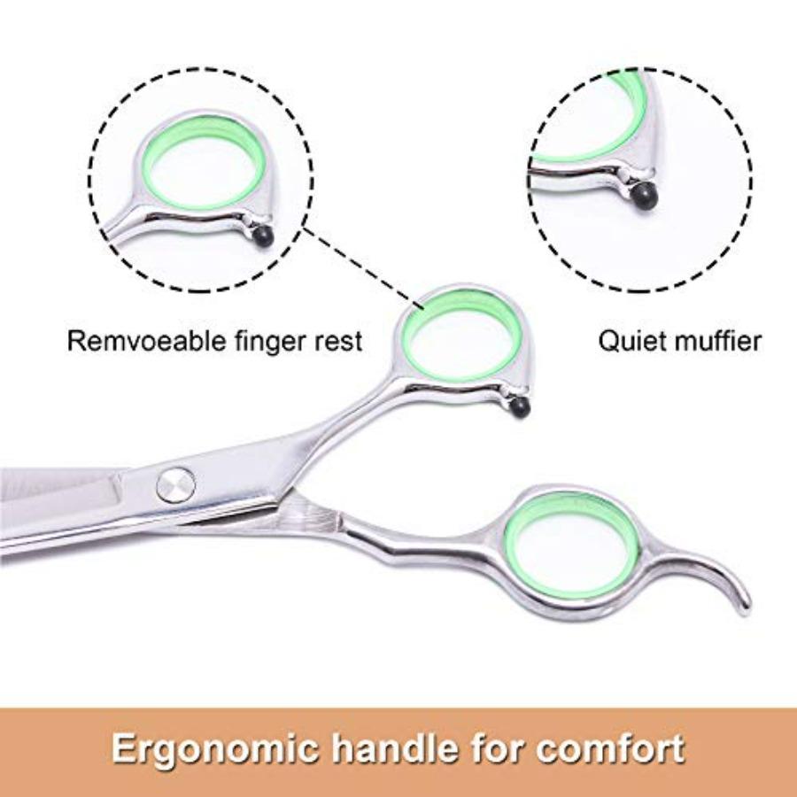 Pet Grooming Scissors Professional Dog Cat Grooming Shears with Round Blunt Tip Stainless Steel Dog Curved Scissors for Groomin