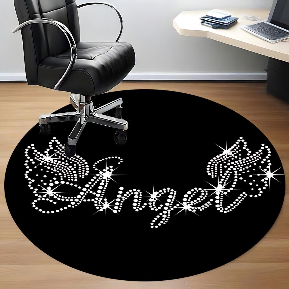 1pc Angel Rhinestone Chair Carpet for Office, Non slip, Soft and Durable Office Rug for Interior Decoration