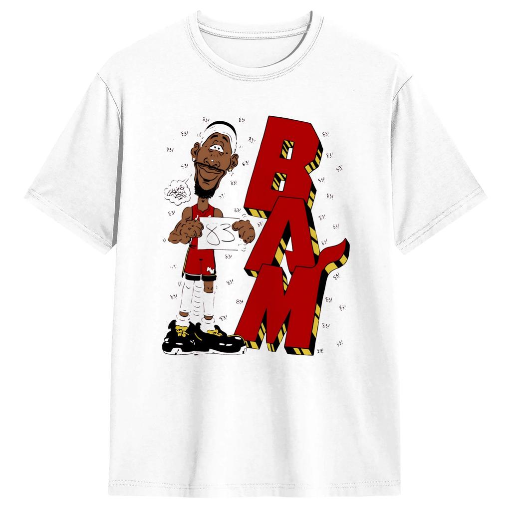 Casual T Shirt Summer Bam Adebayo 83 points Forever Stamped History caricature Hipster TShirts Cotton Tshirt for Adult Y2K Tops