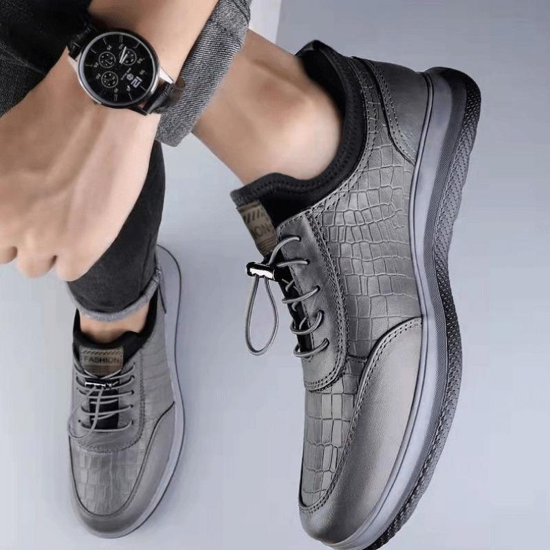 Round Head Casual Shoes Men's Spring One-pedal Plaid Business Dress Men's Shoes Soft-soled Men's Board Shoes
