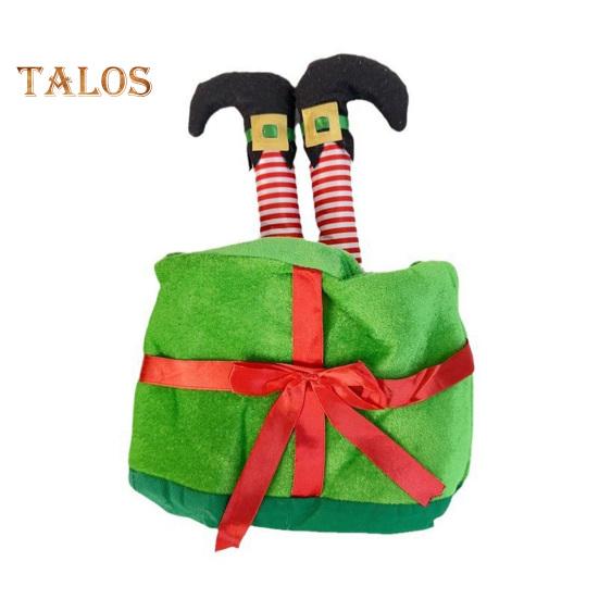 

Рождественская шапка в виде мультяшной поддельной ноги, подарочная коробка в форме банта, декор для фото, головной убор, толстая зимняя шапка, праздничный подарок, головной убор, праздничный костюм, реквизит зелёный