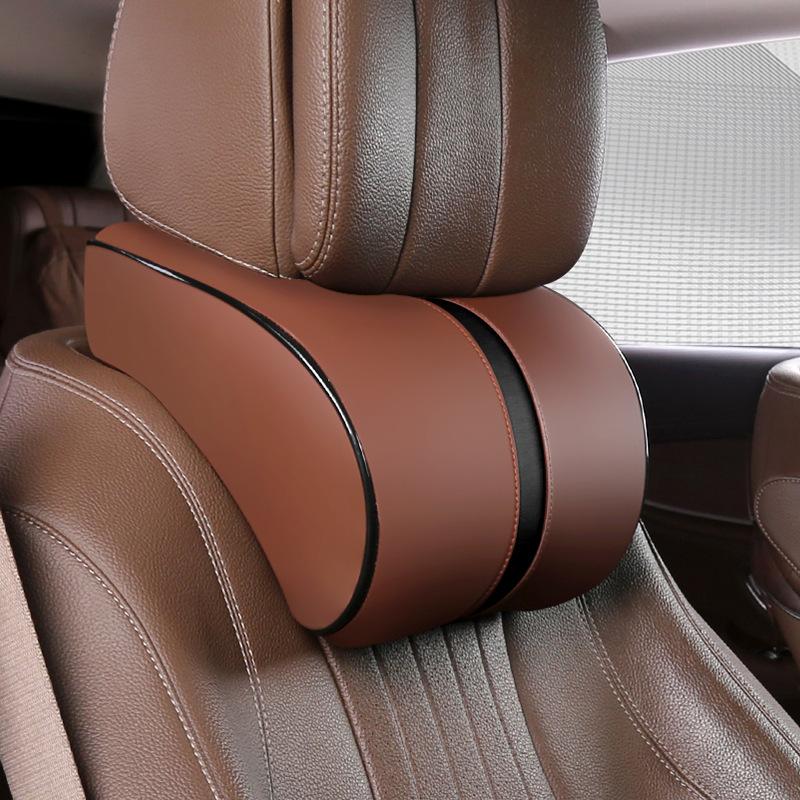 For car headrest lumbar support space memory foam leather car neck pillow lumbar support four seasons universal