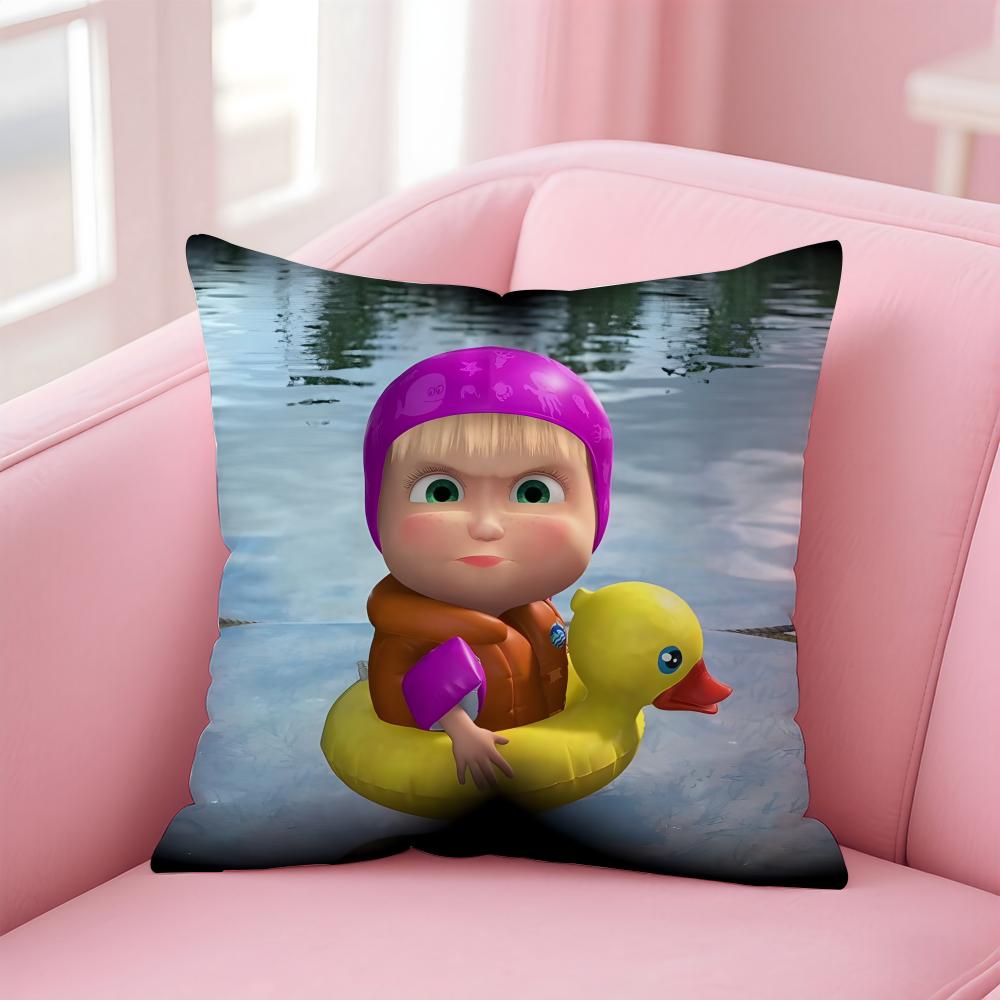 Kreskówka M-Masza i Niedźwiedź Poszewka na Poduszkę Wygodna Dwustronna Poszewka Idealna do Samochodu Sofy Sypialni i Nie Tylko