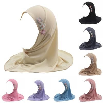 Muslimský hidžáb pro dívky, arabský turban, islámský khimar, přímo instantní hidžáb, jednobarevná šála, barva květin náhodná