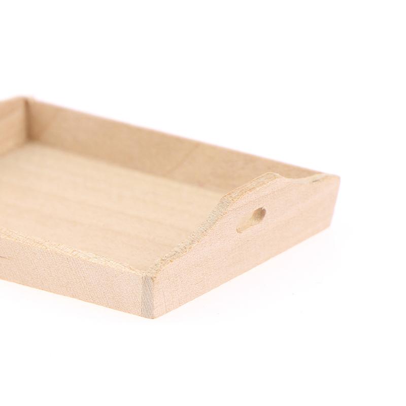 1:12 Dollhouse Miniature Wooden Plate Simulation Tray Model For Doll House Decor