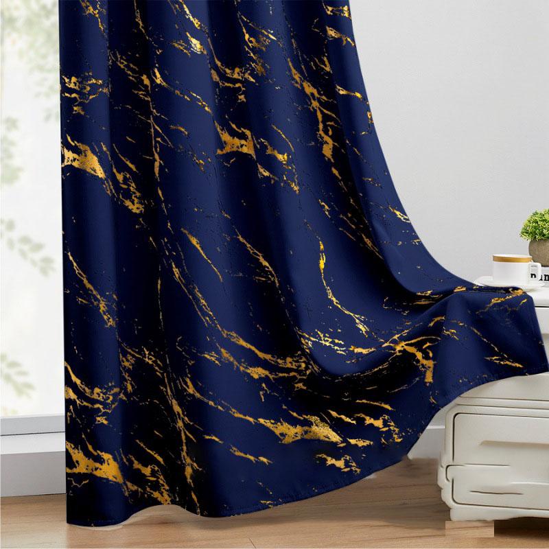 2pcs 100% Blackout Luxury Curtains - Gold Foil Jacquard with High Precision Weave Thickened Window Decor