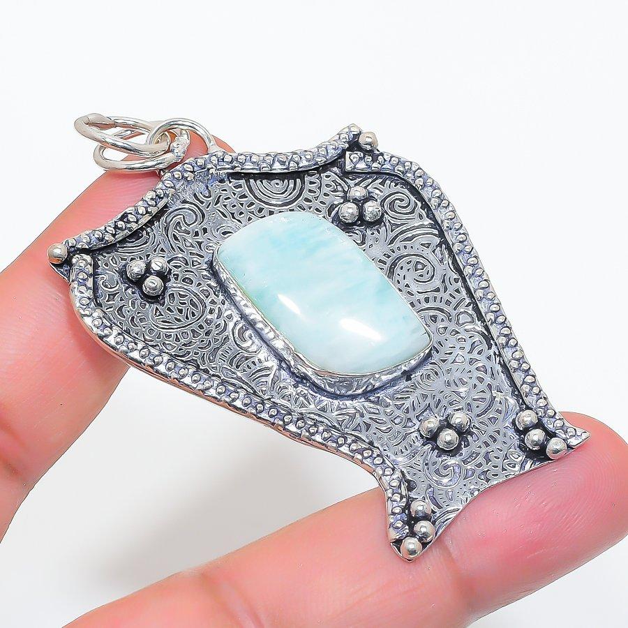 

Amazonite Handmade 925 Sterling Silver Jewelry Pendant 2.56 w6s23