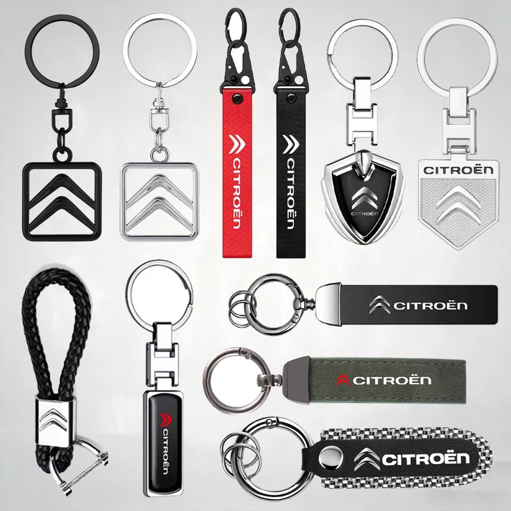 Metal Car Logo Keychain Key Holder For Citroen C1 C2 C4 Grand Picasso C4L C5 VTS C-ELYSEE Berlingo C3 Aircross Keyring Pendant