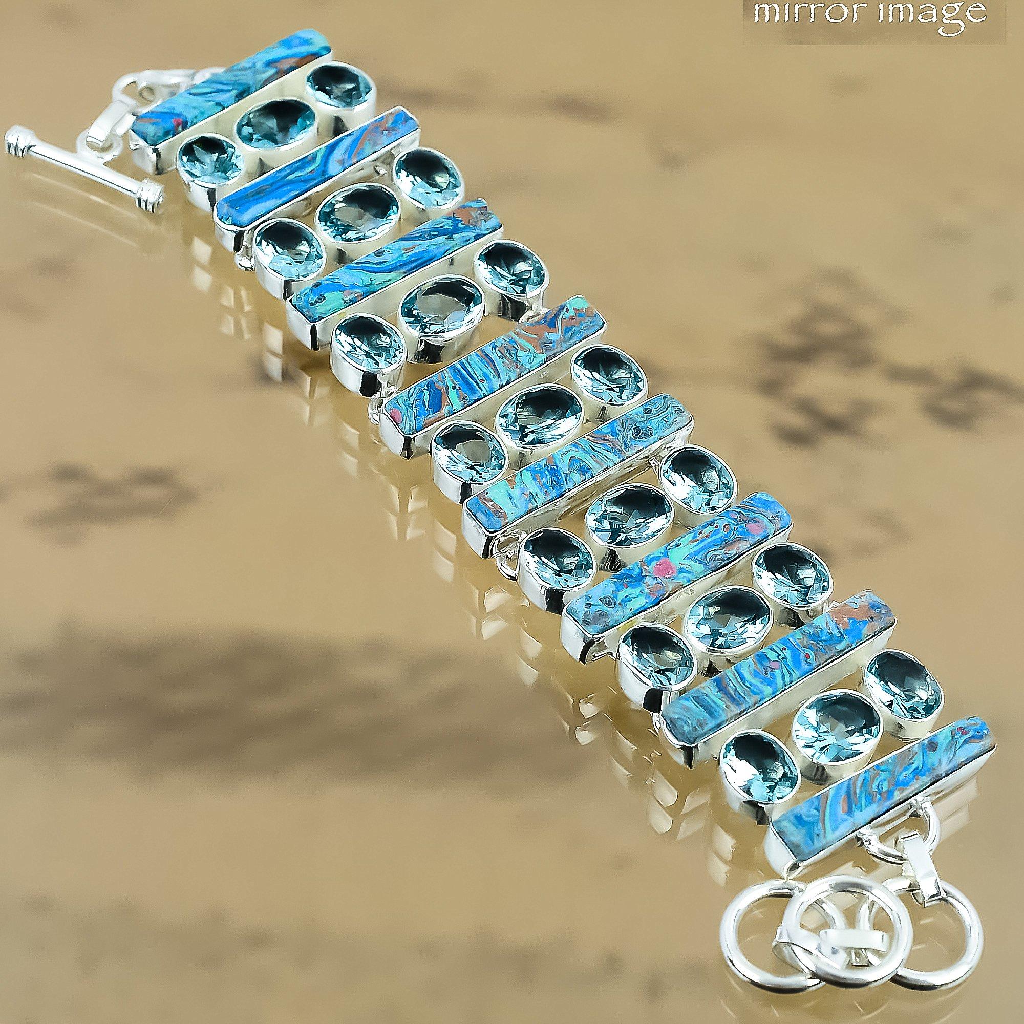 

Natural Rainbow Calsilica Chain Adjustable Bracelet 925 Silver For Women Adjustable