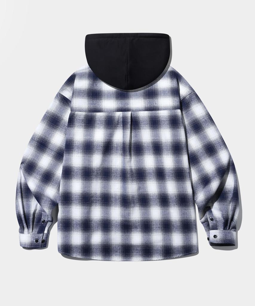 Dimiteulibeullaeg Double Knee Tartan Check Hoodie_Navy