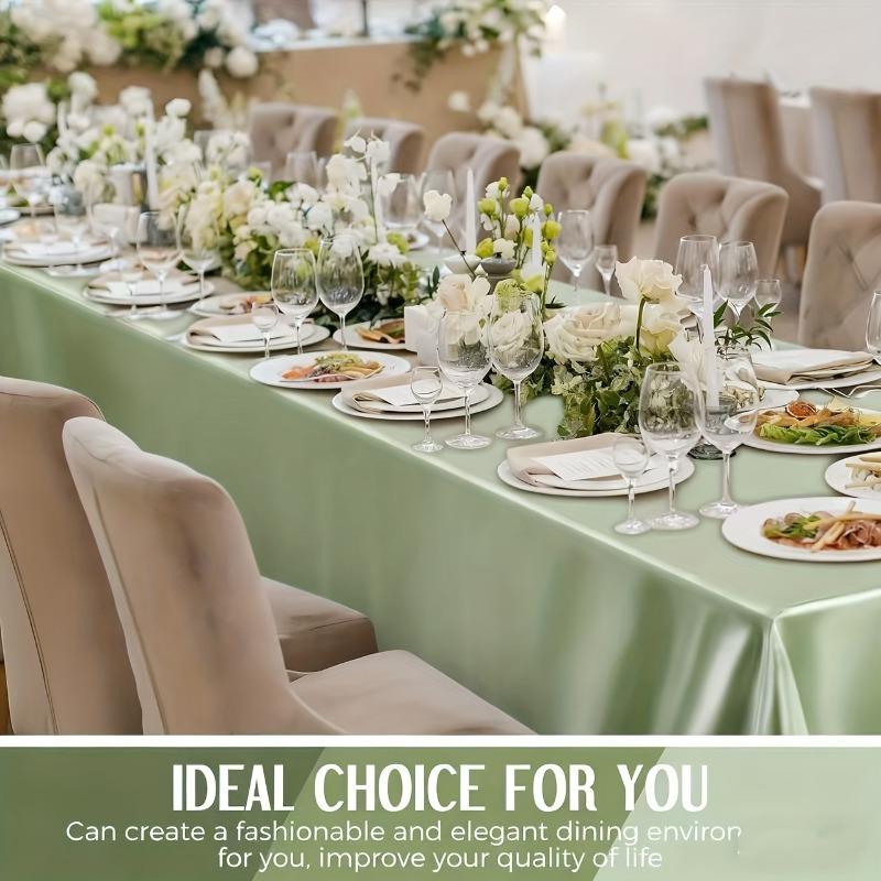 8-Pack Elegant Satin Tablecloths 259x145 Cm Rectangular Polyester Smooth Fabric Tablecloth for Party Wedding Banquets Decoration