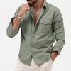 New Long-sleeved Men's Shirt with Multiple Pockets for Casual Wear