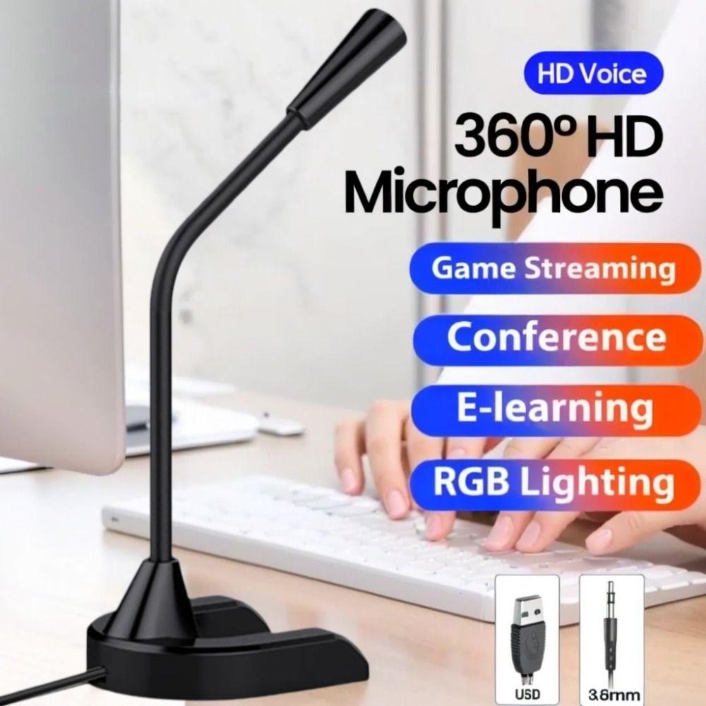 High-Definition Audio Wire Gaming Mic 360° Rotatable Recording Microphone  Studio Recording