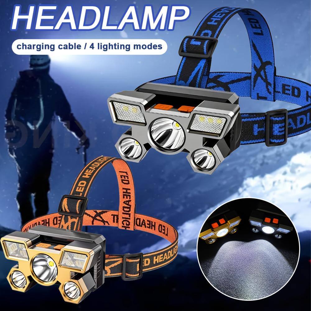 Portable Lightweight Headlight with USB Charging, Hands-free Brightness, and 4 Lighting Modes for Home, Emergency, and Work Use Durable Headlight