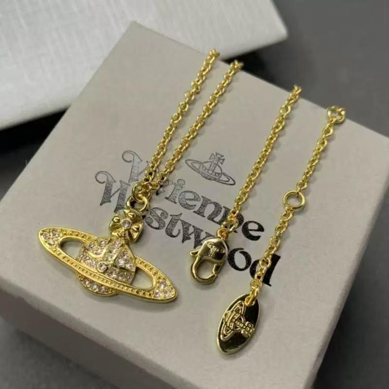 Westwood Saturn Choker Necklace: High Version, Medium Size, Women's 10MM Beads, Logo Clasp.