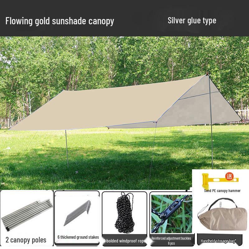 Enhanced Octagonal Black Tarp Tent for Outdoor Camping, Picnic, and Park - Sunshade & Rainproof Portable Gazebo Other