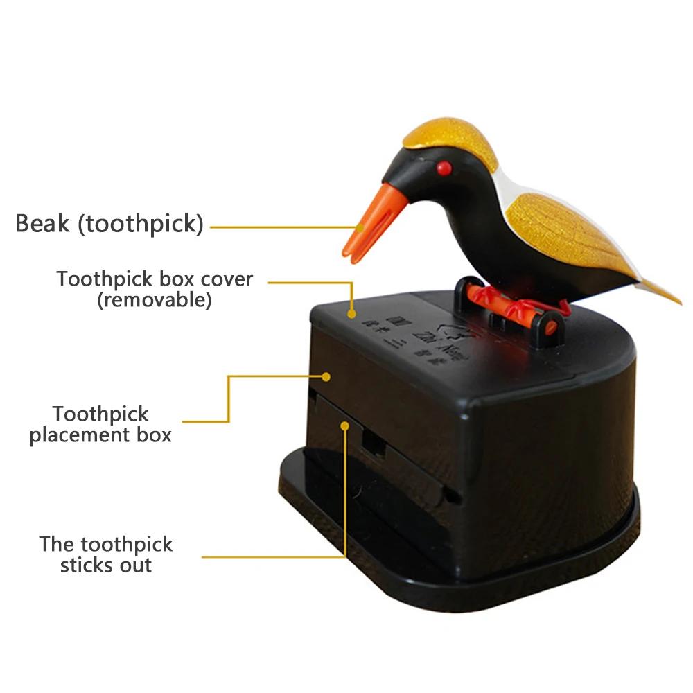 Cute Little Bird Toothpick Container Automatic Toothpick Dispenser Toothpick Holder Home Decor Table Decoration Table Accessorys