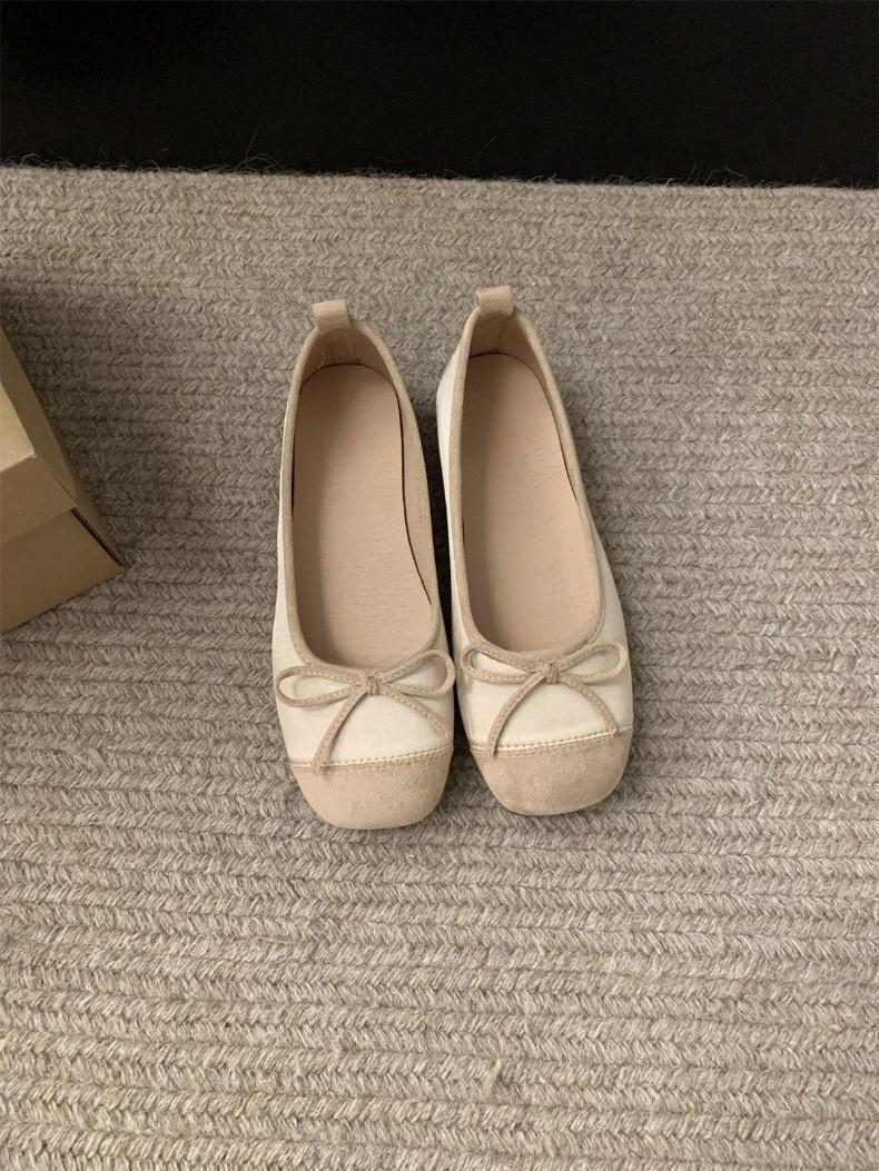 

French gentle wind flat-soled silver ballet shoes 2025 spring and autumn women s shoes single shoes soft-soled small red shoes evening shoes 40 абрикосовий