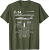 Maglietta Unisex a Maniche Corte Casual Girocollo in Cotone con Diagramma del Caccia Navale F14 Tomcat