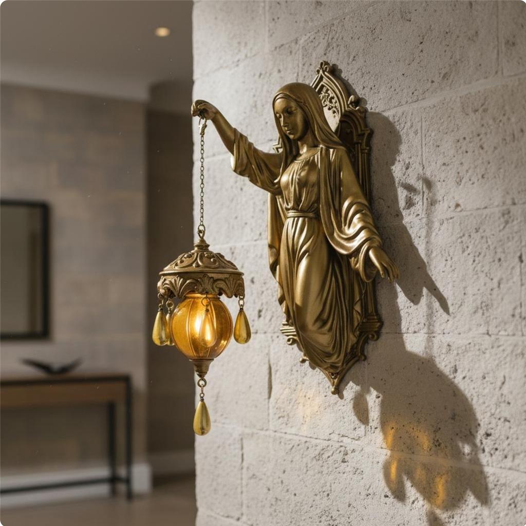 Mermaid Wall Lamp Resin Sculpture Mythical Figure Wall Lamp Mythical Creature Sconce Cordless Design for Themed Rooms, Hallway