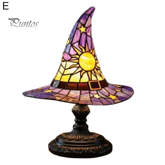 Witch Hat Lamp LED Night Light Soft Glow Battery Powered Handmade Gothic Wizard Hat Shape Light Bedside Lamp Decoration
