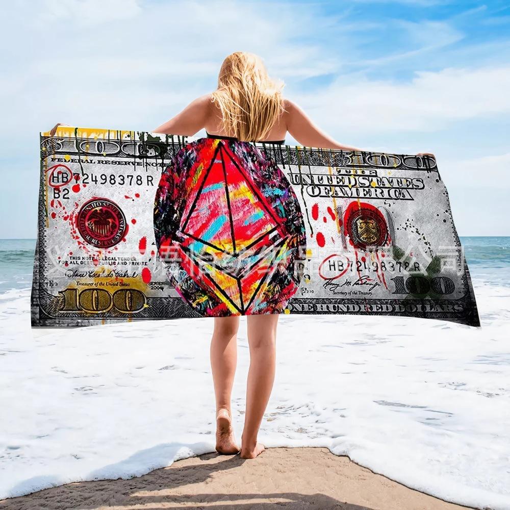 Vintage Dollar Print Beach Towel Beach Quick Drying Bath Towel Microfiber Beach Towel Seaside