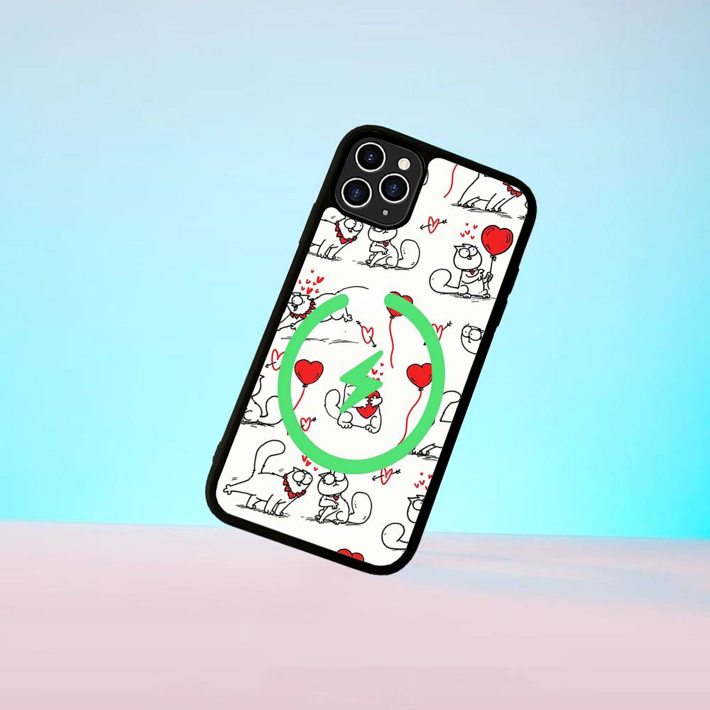 Cute S-Simons Cat Magnetic Wireless Phone Case For IPhone 17 16 15 14 13 12 11 Pro Max Plus Mag Phone Cover