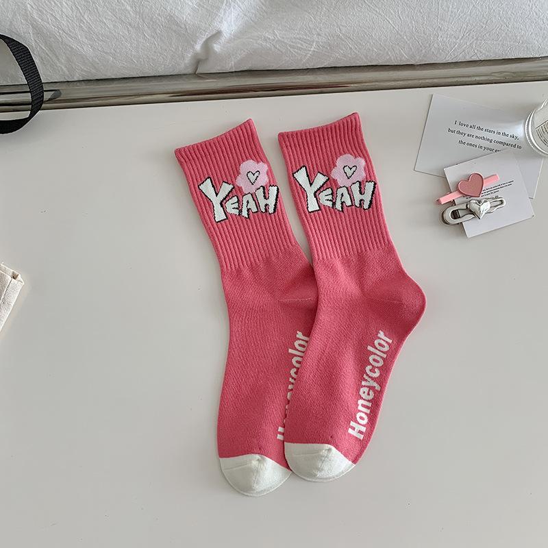 

Весенне-осенние однотонные носки конфетных цветов, белые, розовые, милые носки в стиле колледжа One size