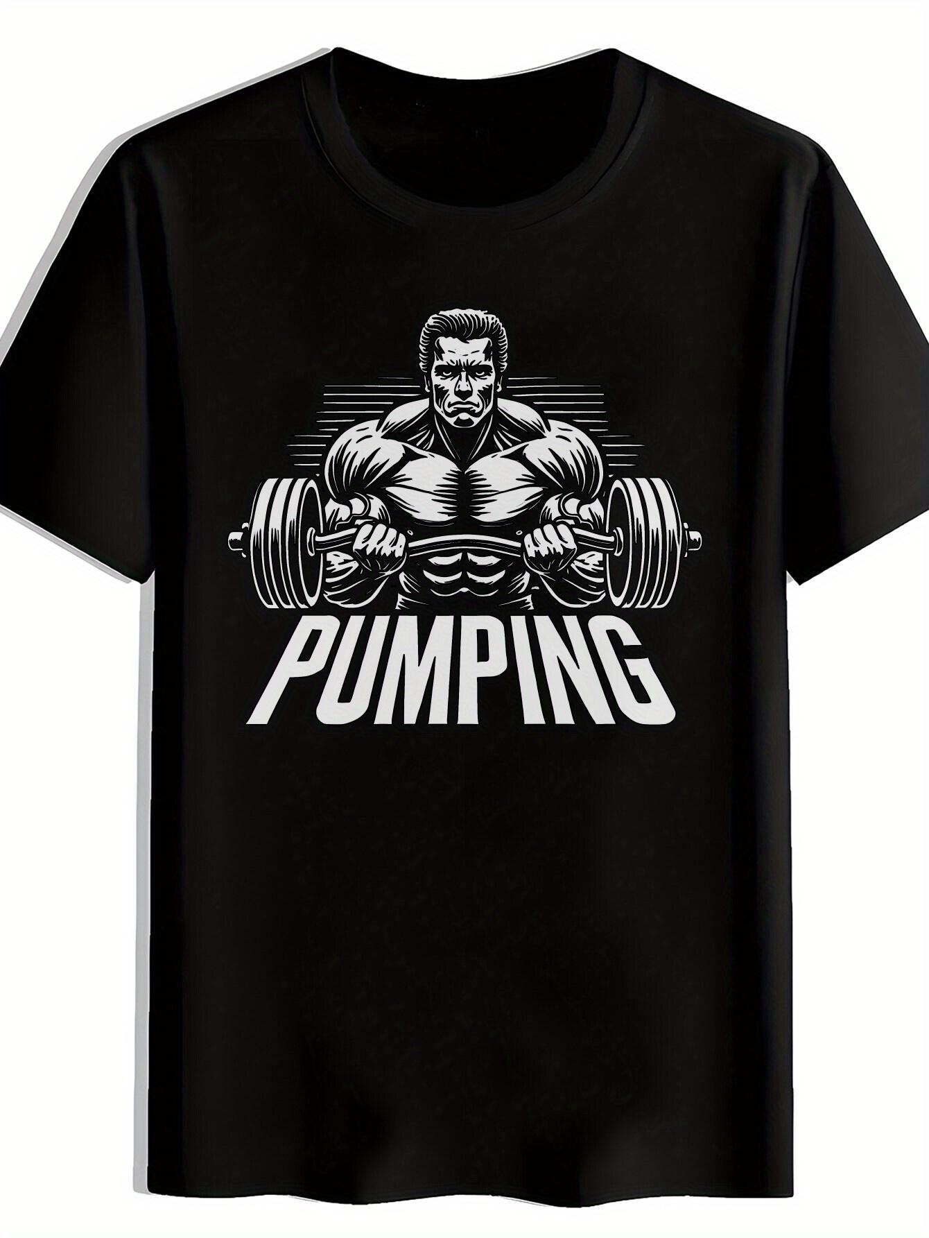 

Inspirational Pumping Graphic T-shirt - Black Short Sleeve Crew Neck XXXL
