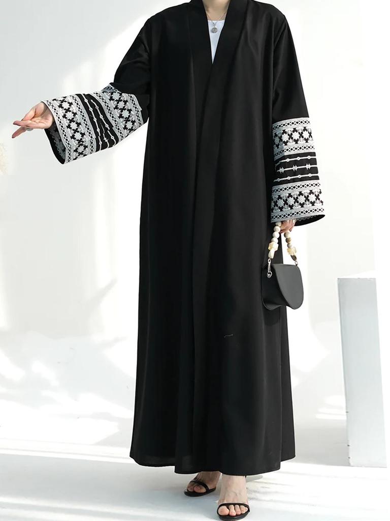 Elegant Embroidered Cardigan Robe Abaya Dress for Women - Dubai Turkey Middle East